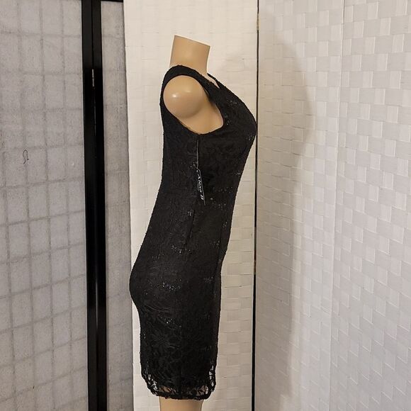 BRAND NEW ALEXA B NITES V-NECK SEQUIM EMBROIDERY MINI LACE DRESS - Picture 6 of 15